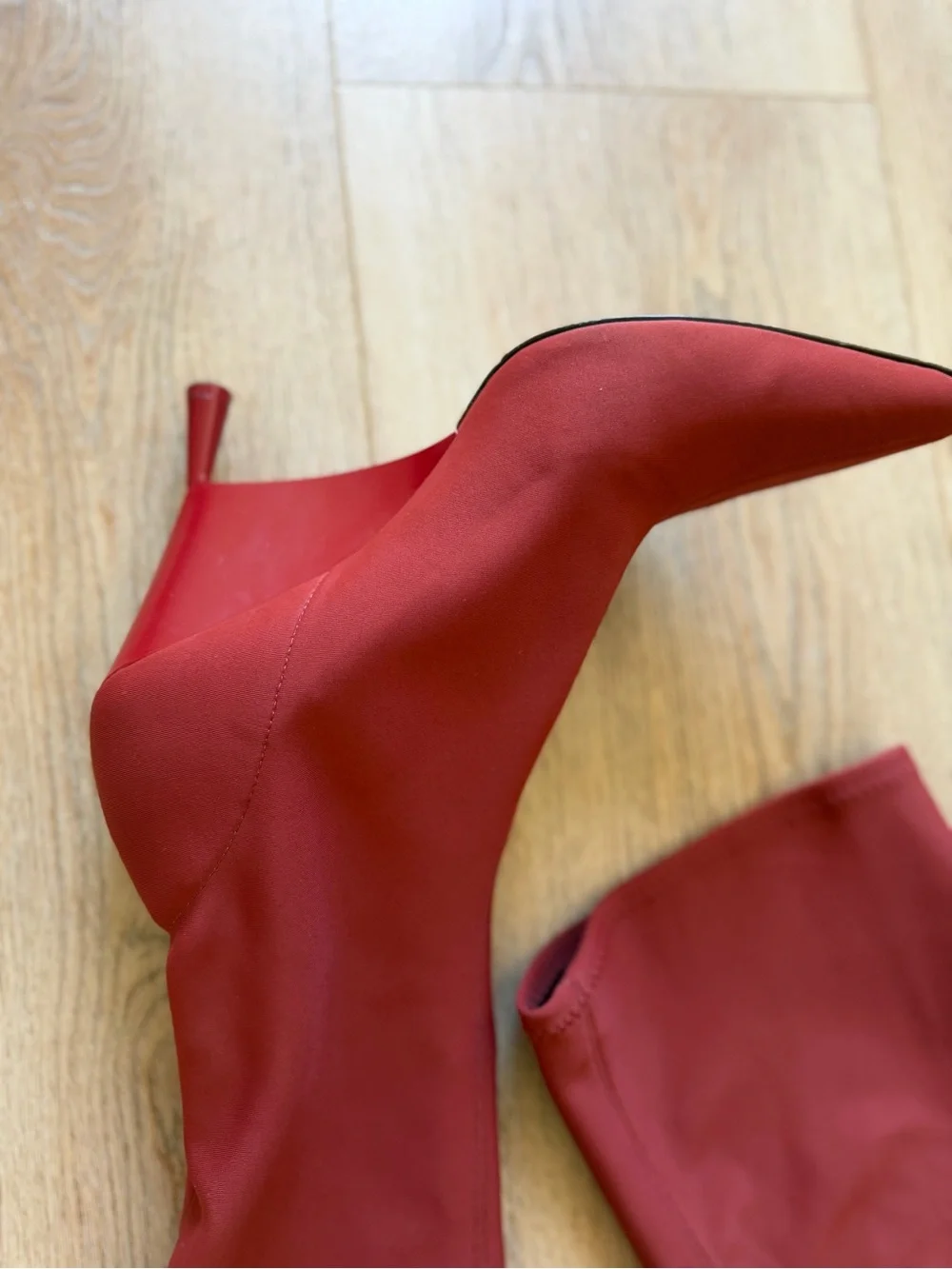 GIA / RHW Deep Red Stretch Over-the-Knee Boots Leather Sole Made in Italy EU 41